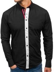 La chemise élégante avec les manches longues pour homme noire Bolf 5827