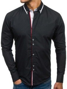 La chemise élégante avec les manches longues pour homme noire Bolf 6857