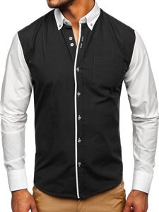 La chemise élégante avec les manches longues pour homme noire Bolf 6919
