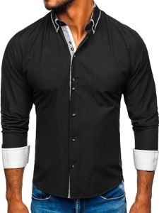 La chemise élégante avec les manches longues pour homme noire Bolf 6929-A