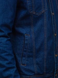 Le blouson en jean pour homme bleu foncé Bolf 1110