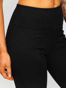 Le legging côtelé pour femme noir Bolf 020