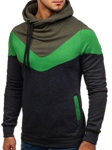 Le sweat-shirt à capuche pour homme anthracite-vert Bolf 27S