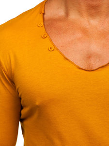 Le t-shirt manches longues sans imprimé pour homme moutarde Bolf 547