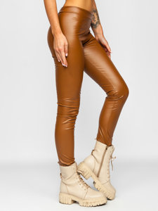 Legging en simili cuir pour femme camel Bolf 0012