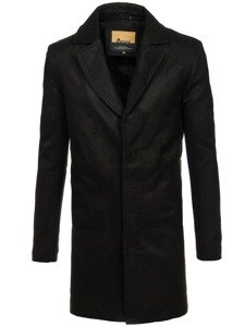 Manteau à boutonnage simple d'hiver classique pour homme noir Bolf 5438