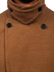 Manteau à double rangée d'hiver pour homme noir avec un col haut Bolf 1048A