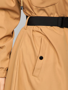 Manteau long blouson de transition à capuche pour femme marron Bolf AG5019