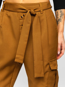 Pantalon cargo avec ceinture pour femme marron Bolf HM007