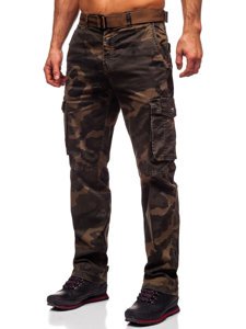 Pantalon cargo camo plus size avec ceinture pour homme marron Bolf CT8501
