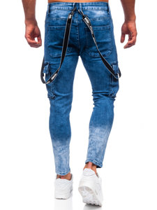 Pantalon cargo en jean pour homme bleu foncé Bolf TF118