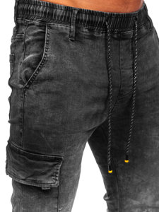Pantalon cargo en jean pour homme noir Bolf TF128