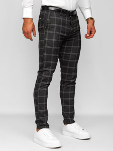 Pantalon chino en tissu à carreaux pour homme graphite Bolf 0036