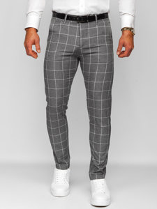 Pantalon chino en tissu à carreaux pour homme gris Bolf 0038