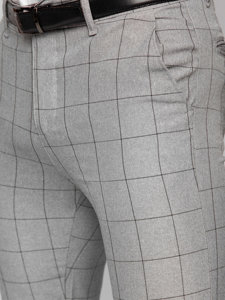 Pantalon chino en tissu à carreaux pour homme gris Bolf 0039