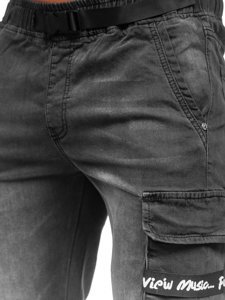 Pantalon court en jean noir pour homme Bolf K15008-2