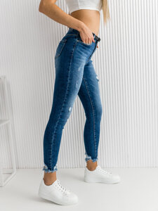 Pantalon en jean Skinny bleu foncé avec ceinture pour femme Bolf S3958-3P