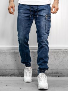 Pantalon en jean jogger pour homme bleu foncé Bolf KA687-1