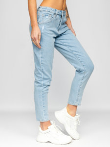 Pantalon en jean mom fit pour femme bleu Bolf WL2106