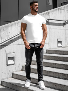 Pantalon en jean regular fit avec ceinture pour homme noir Bolf 30054S0