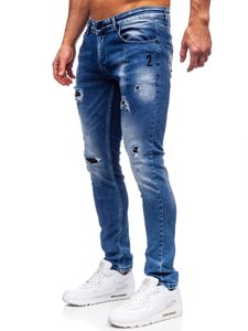 Pantalon en jean regular fit pour homme bleu foncé Bolf 4002