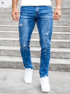 Pantalon en jean regular fit pour homme bleu foncé Bolf K10008-1
