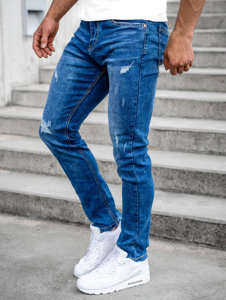 Pantalon en jean regular fit pour homme bleu foncé Bolf K10009-1