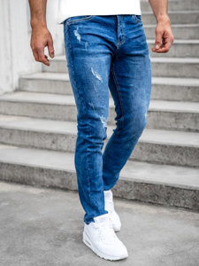Pantalon en jean regular fit pour homme bleu foncé Bolf K10009-1