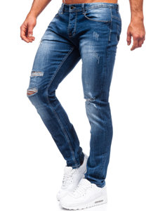 Pantalon en jean regular fit pour homme bleu foncé Bolf MP002B