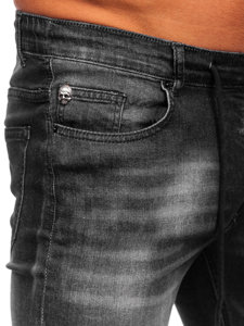 Pantalon en jean regular fit pour homme noir Bolf MP021N