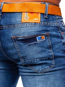 Pantalon en jean skinny fit avec ceinture pour homme bleu foncé Bolf 85095S0