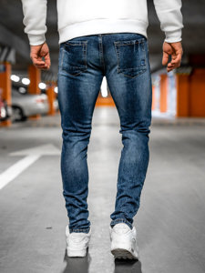Pantalon en jean skinny fit avec ceinture pour homme bleu foncé Bolf RW85144W1