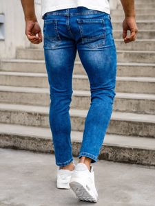 Pantalon en jean skinny fit pour homme Bleu foncé Bolf KX507