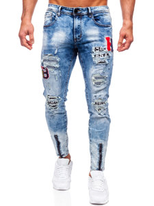Pantalon en jean slim fit pour homme bleu foncé Bolf E7873
