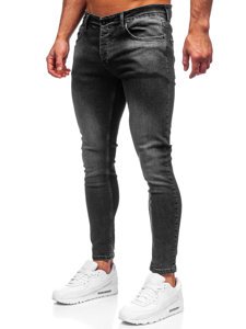 Pantalon jean skinny fit pour homme noir Bolf R927