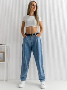 Pantalon jean slouchy pour femme bleu Bolf BS583