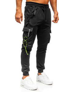 Pantalon jogger cargo pour homme noir Bolf HS7047