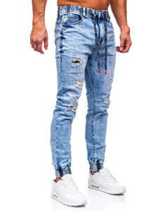 Pantalon jogger en jean pour homme bleu Bolf TF153