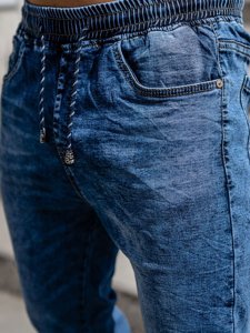 Pantalon jogger en jean pour homme bleu foncé Bolf K10003
