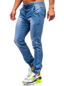 Pantalon jogger en jean pour homme bleu foncé Bolf KA1721