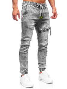 Pantalon jogger en jean pour homme gris Bolf T356