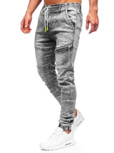 Pantalon jogger en jean pour homme gris Bolf T356