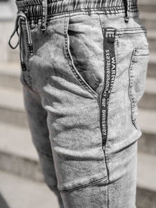 Pantalon jogger en jean pour homme gris Bolf T362