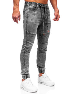 Pantalon jogger en jean pour homme noir Bolf TF133