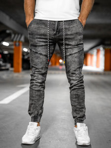 Pantalon jogger en jean pour homme noir Bolf TF199