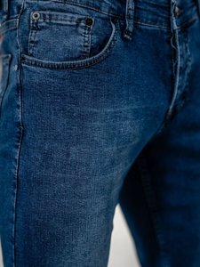 Pantalon regular fit en jean pour homme bleu foncé Bolf R900
