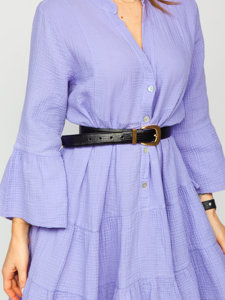 Robe en mousseline avec volants pour femme violette Bolf A2160