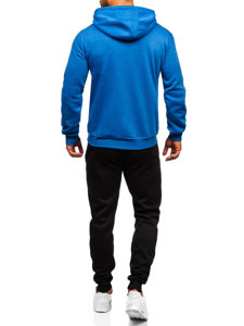 Survêtement avec un sweat-shirt à capuche zippé pour homme blaur clair Bolf D004