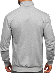 Sweat-shirt à col montant avec fermeture pour homme gris Bolf B228