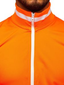 Sweat-shirt à col montant avec fermeture retro style pour homme orange Bolf 2126